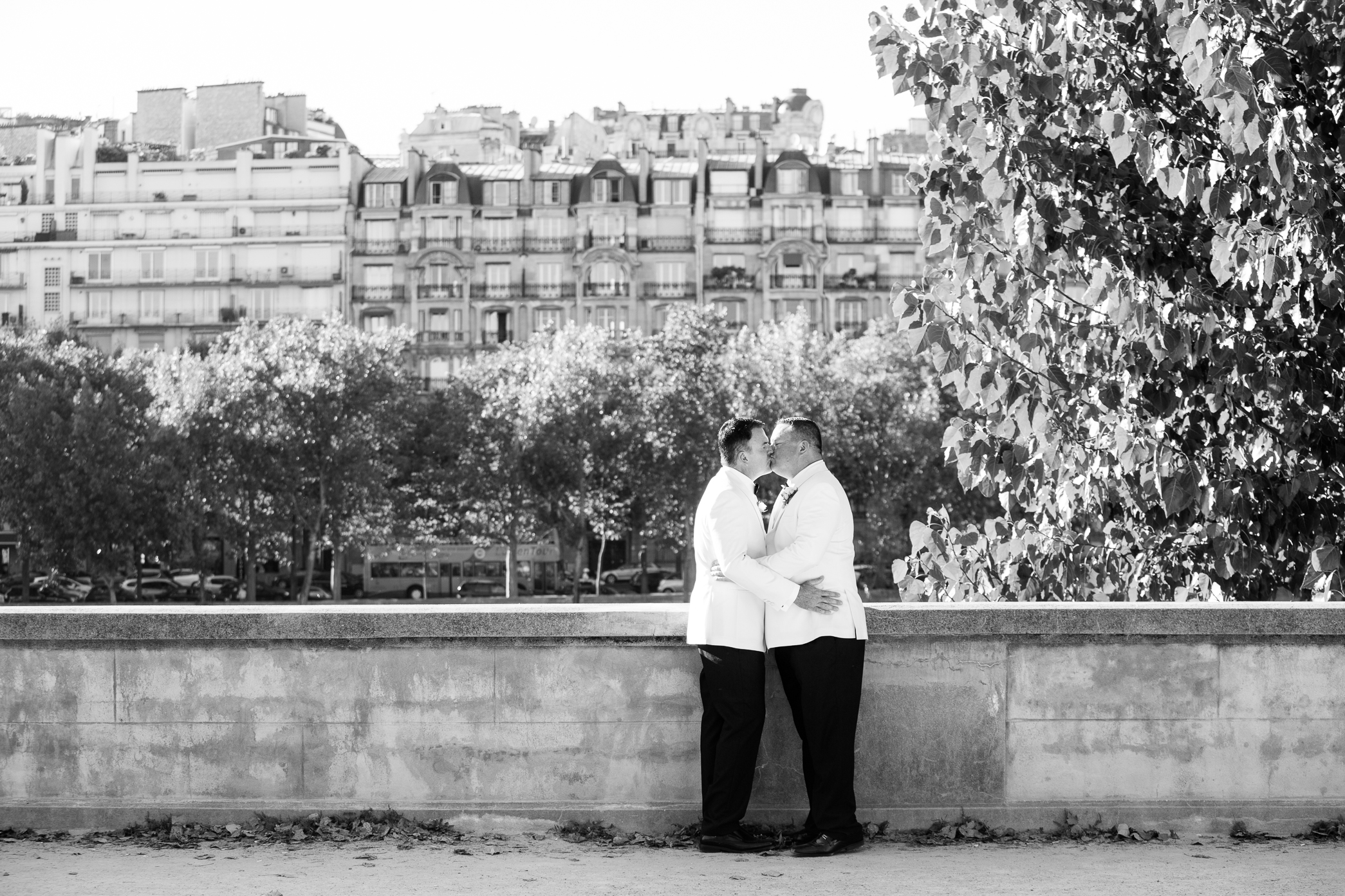 same sex elopement wedding in paris france ceremony on a boat over the seine